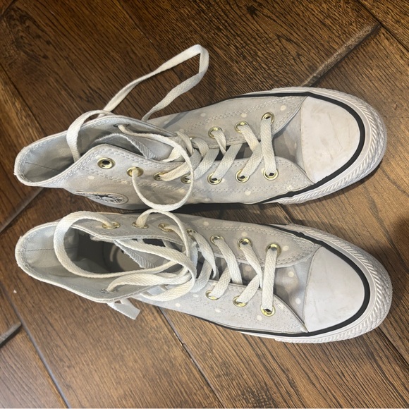 RARE Converse ALL STAR  High-Top Sneakers in Light Gray white Polka dots - Picture 5 of 11